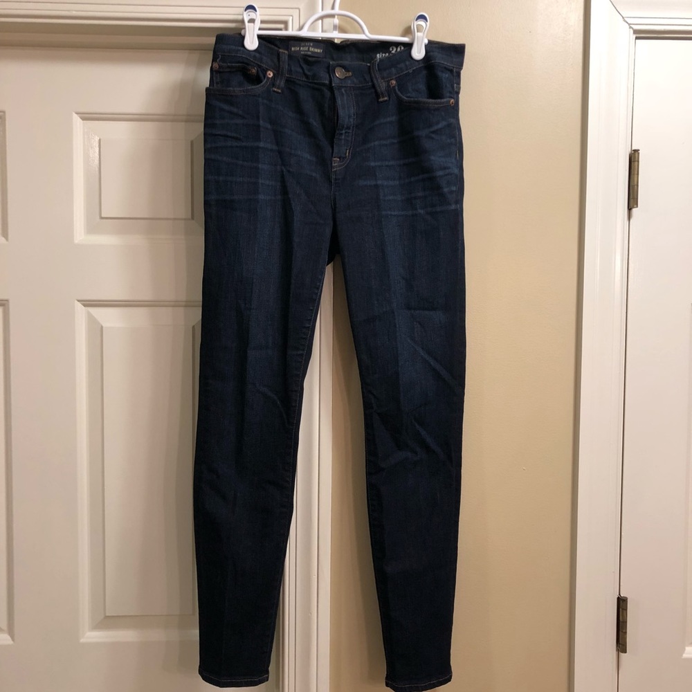 J. Crew high rise skinny jeans.